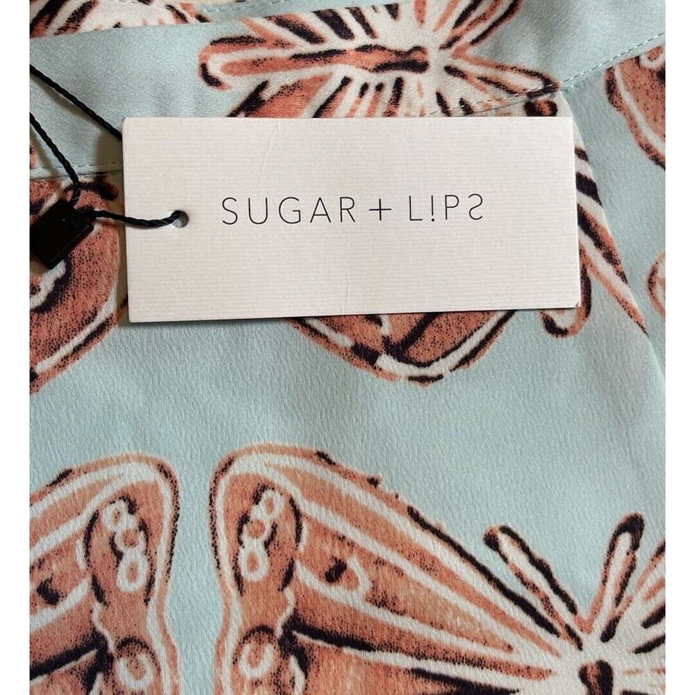 Sugar Lips Womens Short Skirt Size S Butterflies Teal & Salmon NWT